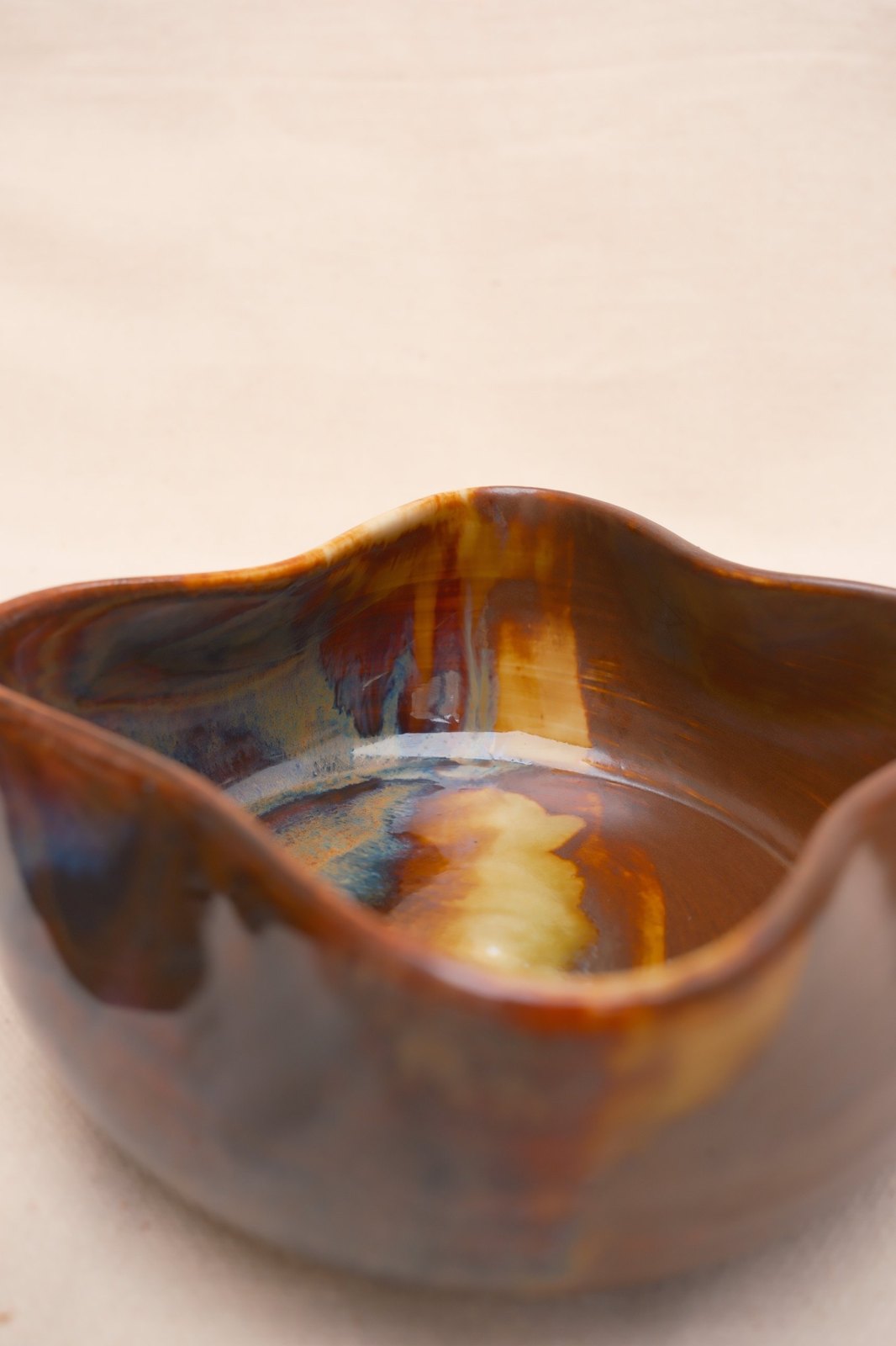 Looking down into the bowl past the curved rim