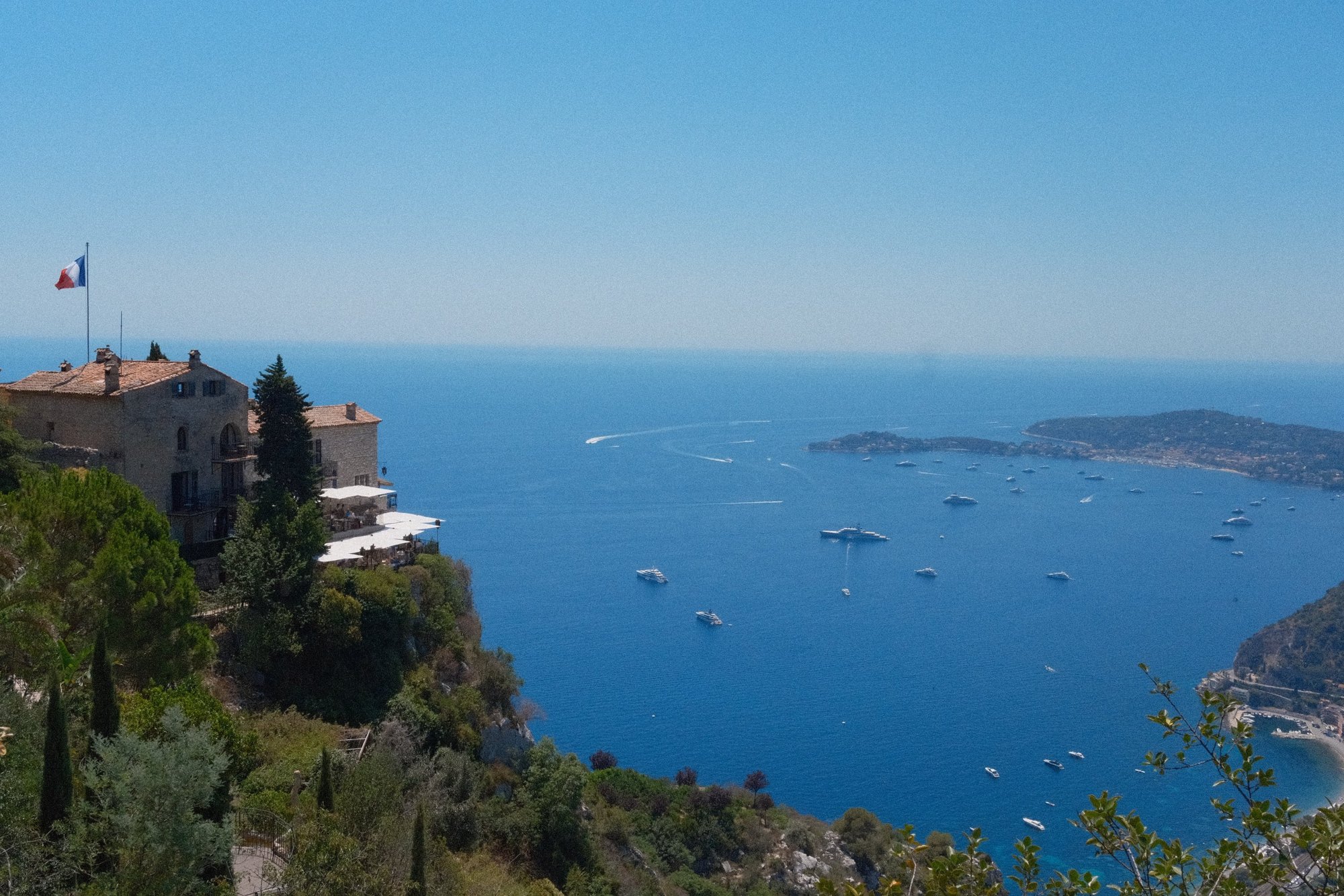 Èze's clifftop hotel and the bay of yachts far below